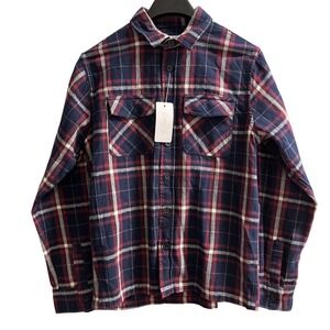 Cotton Club Flannel Shacket Men S Blue Plaid Button Down Overshirt Chore Outdoor